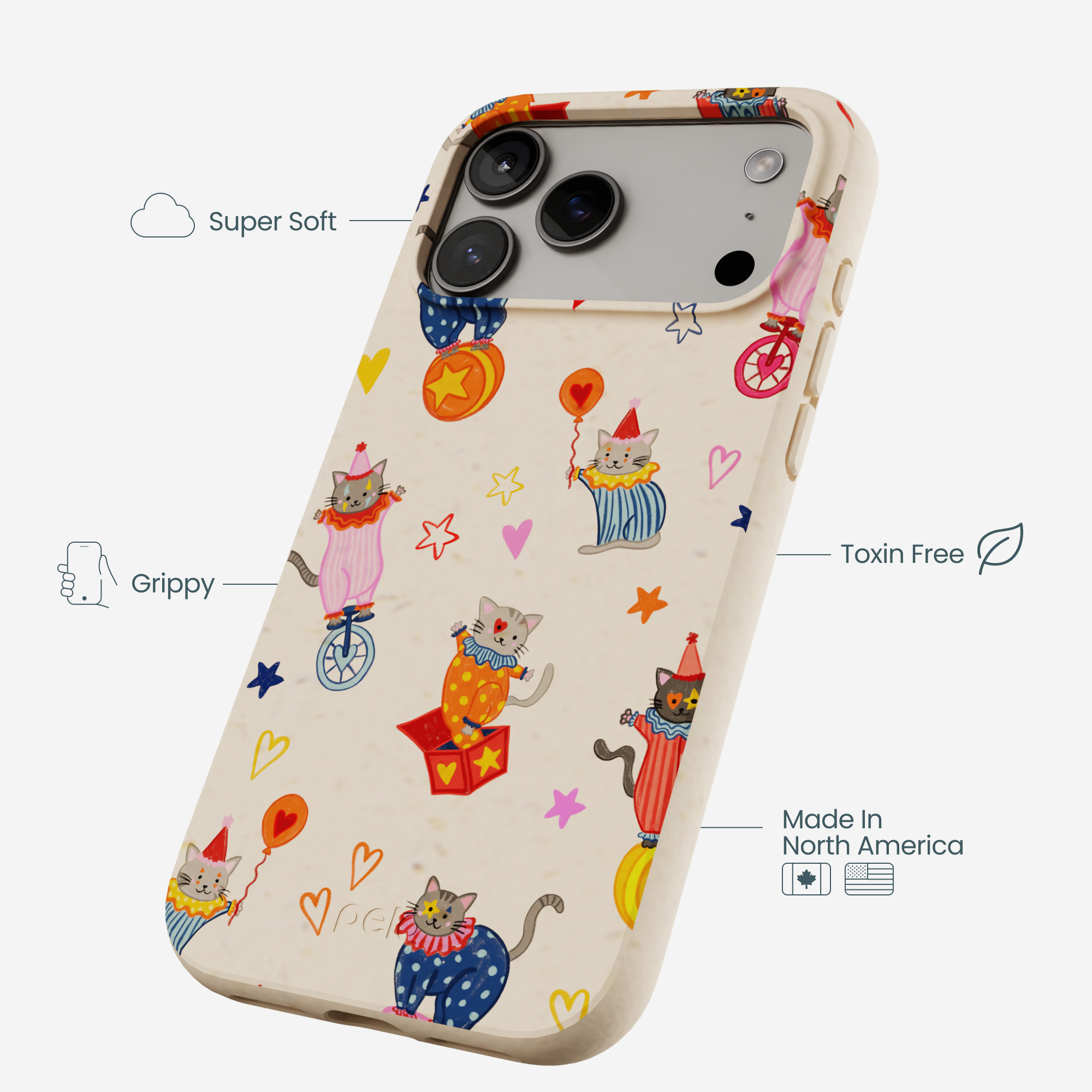 Seashell Cat Clowns iPhone 17 Pro Max Case