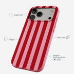 Bubblegum Pink Cherry Stripes iPhone 17 Pro Max Case