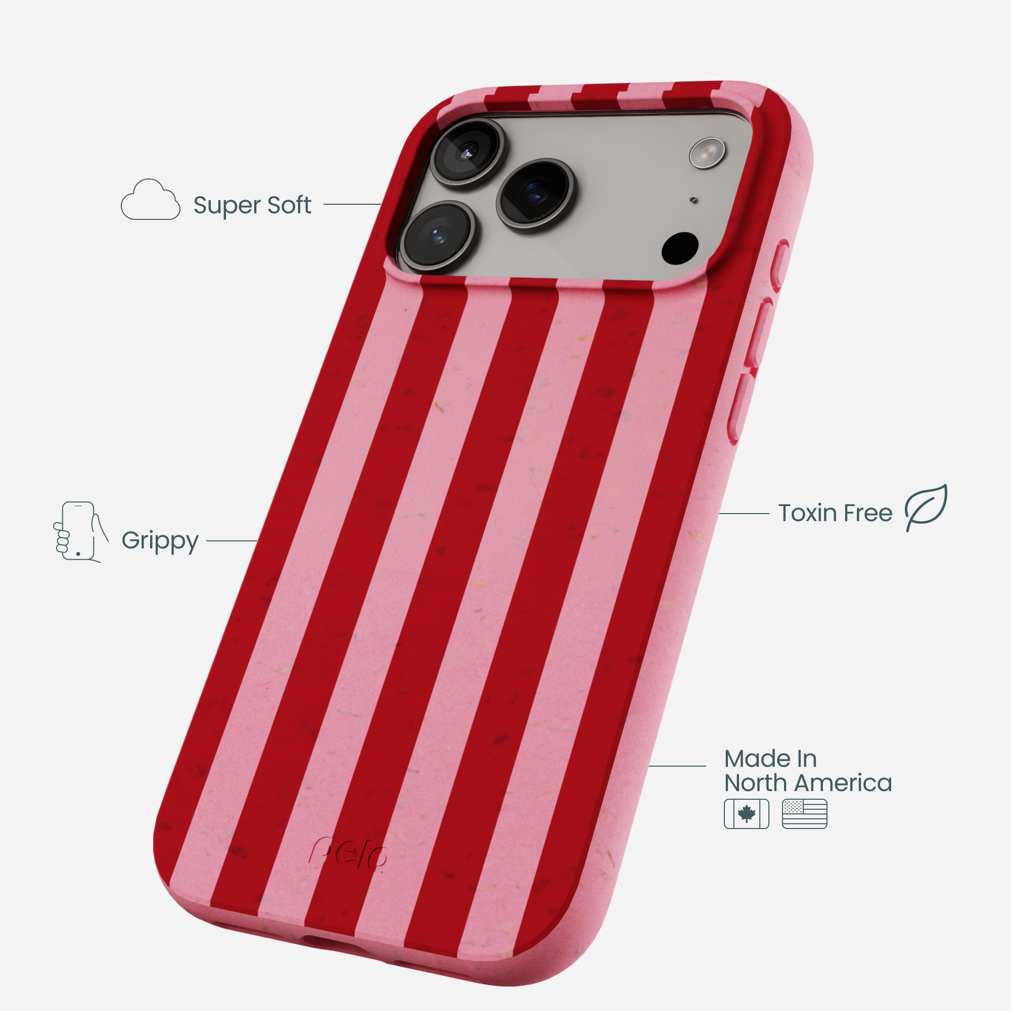 Bubblegum Pink Cherry Stripes iPhone 17 Pro Max Case