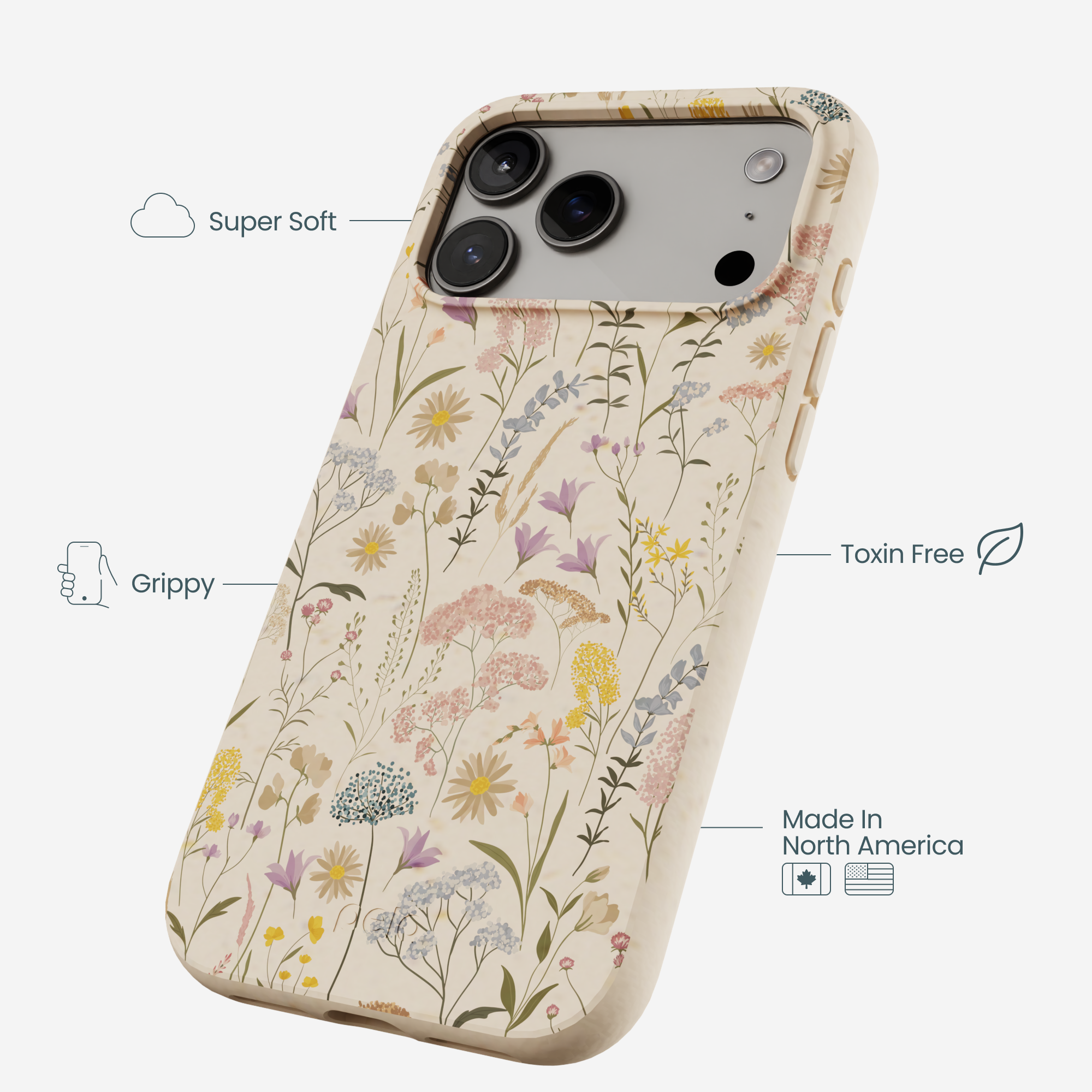 Seashell Dusty Petals iPhone 17 Pro Max Case