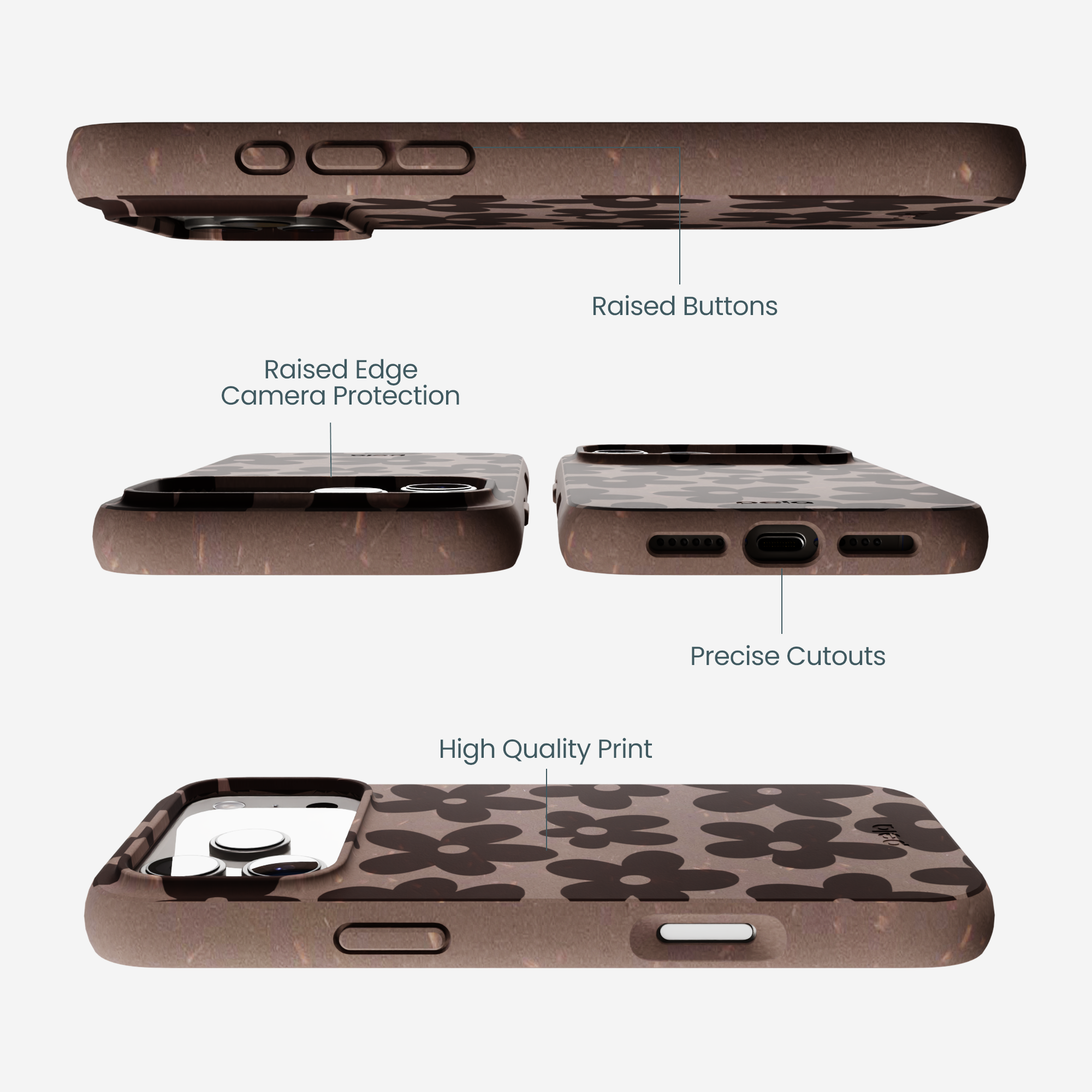 Chocolate Brown Earthy Blooms iPhone 17 Pro Max Case