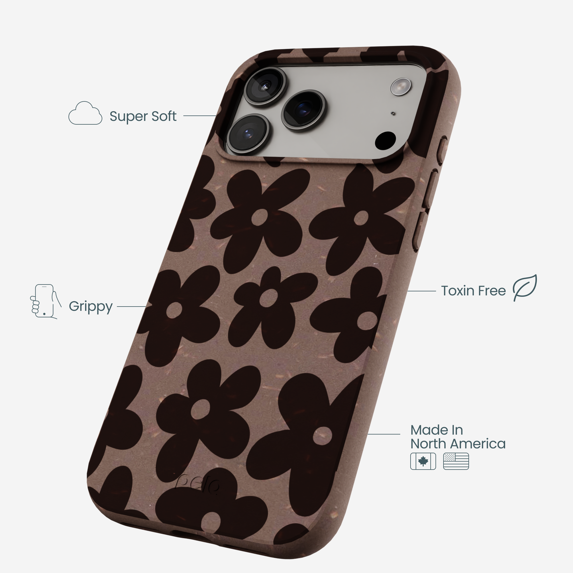 Chocolate Brown Earthy Blooms iPhone 17 Pro Max Case