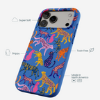 Electric Blue Jungle Cat iPhone 17 Pro Max Case