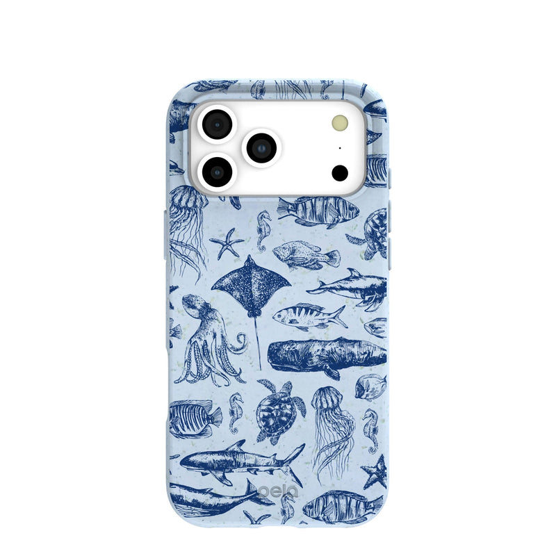 Powder Blue Marine Life iPhone 17 Pro Max Case