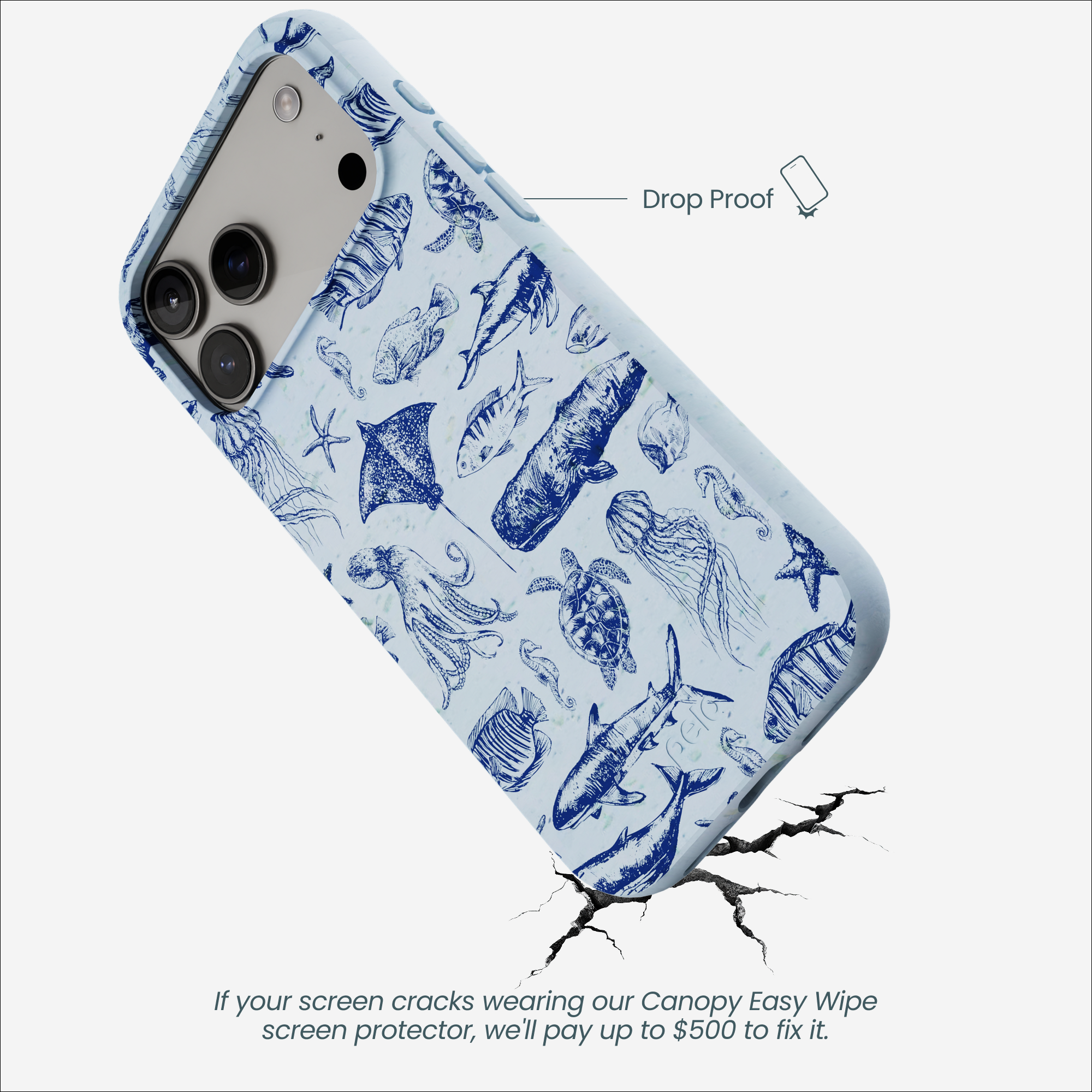 Powder Blue Marine Life iPhone 17 Pro Max Case