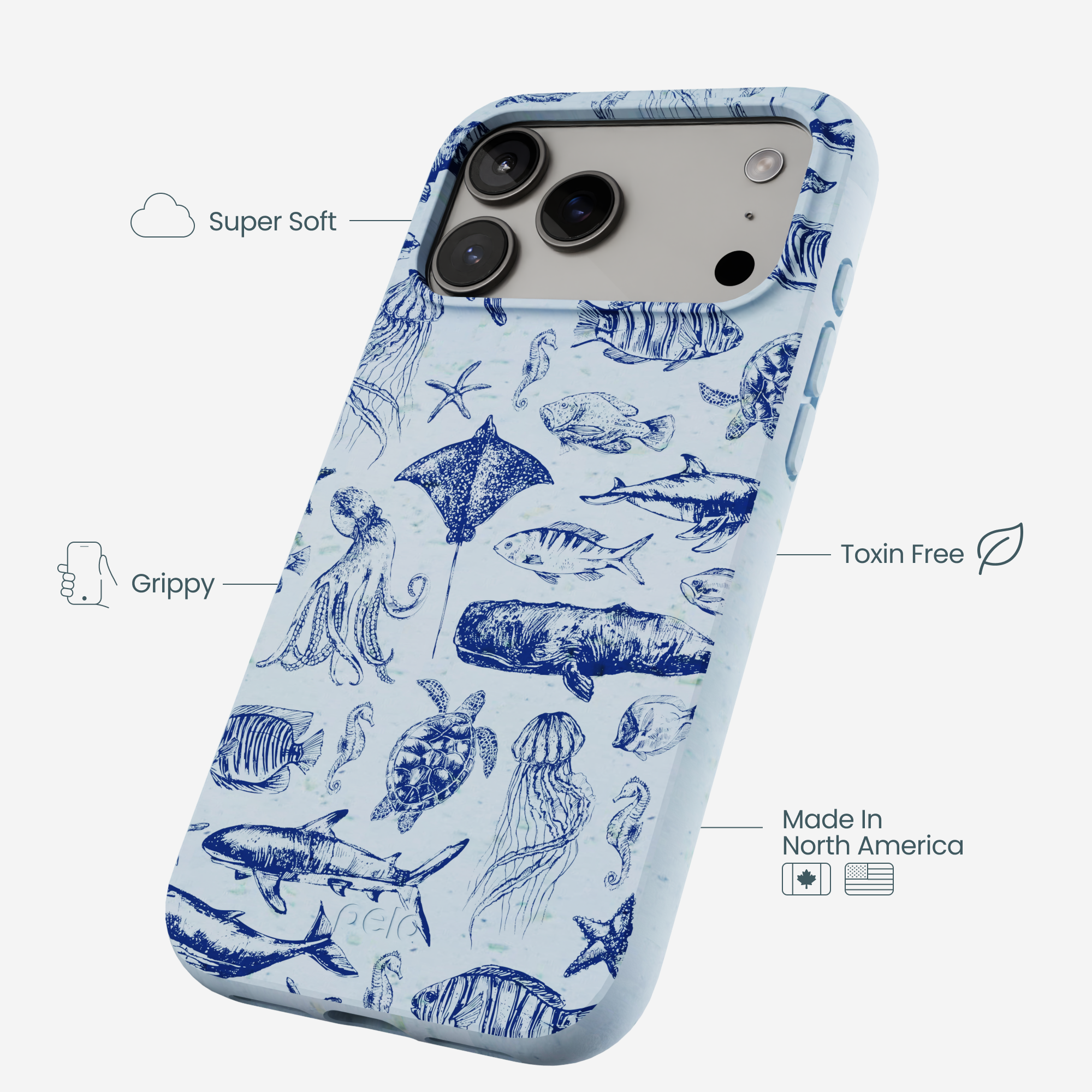 Powder Blue Marine Life iPhone 17 Pro Max Case