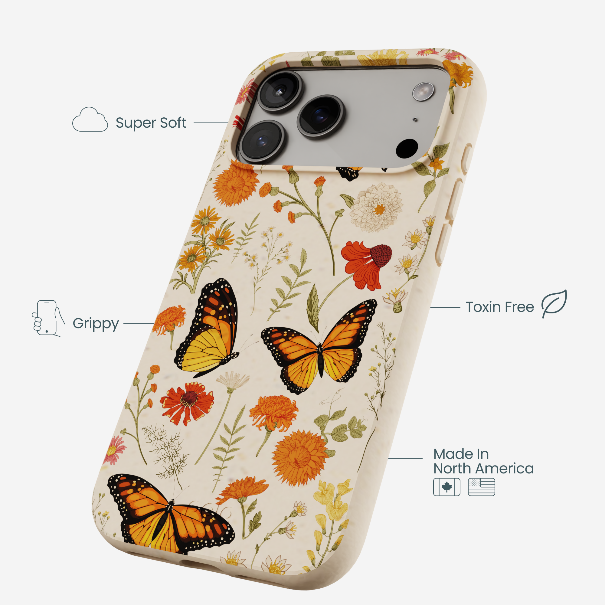 Seashell Monarch Butterfly iPhone 17 Pro Max Case