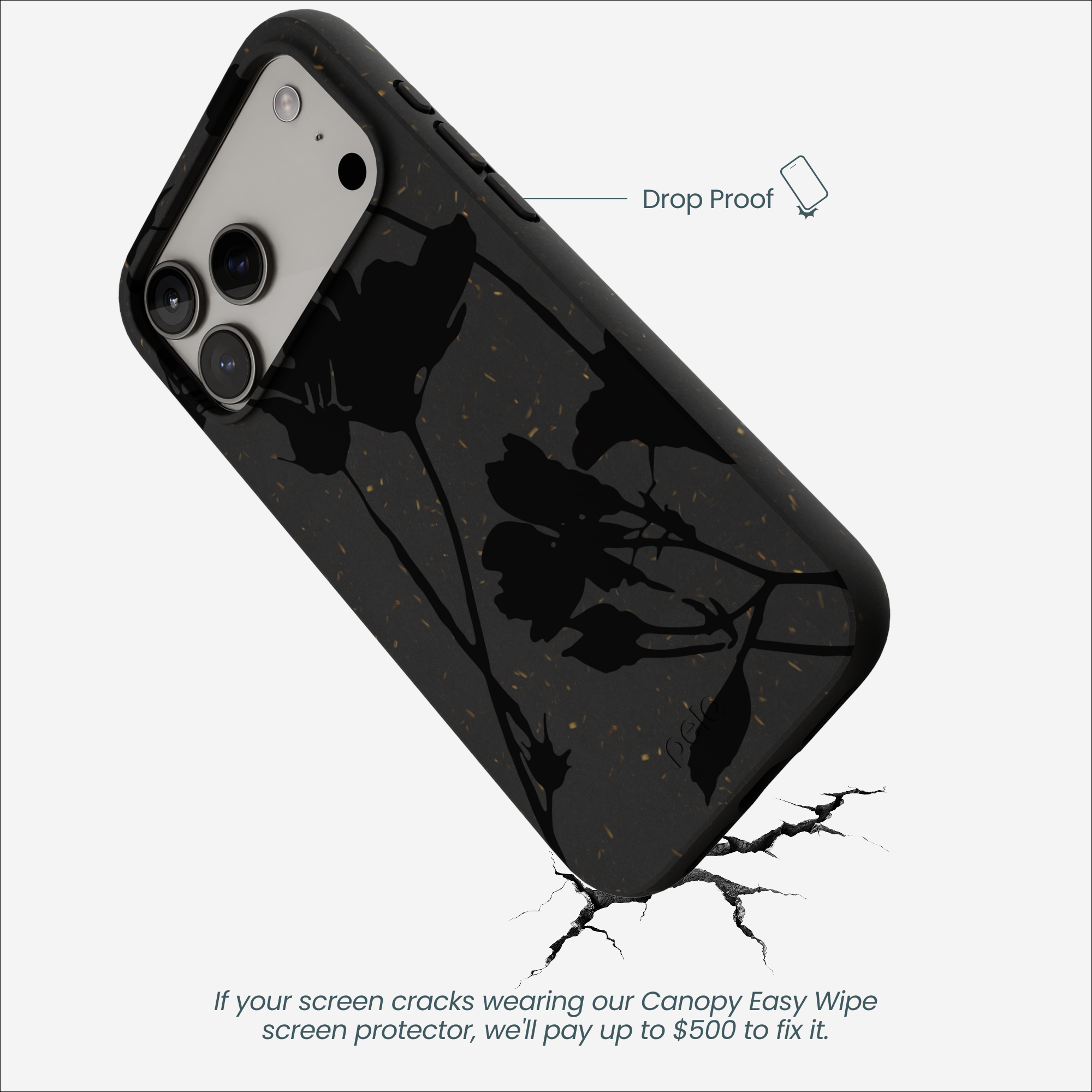 Black Shadow Petals iPhone 17 Pro Max Case
